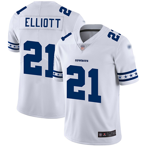 Cowboys #21 Ezekiel Elliott White Men's Stitched Limited Team Logo Fashion Jersey cheap jerseys for sale - CheapJerseys.Shop