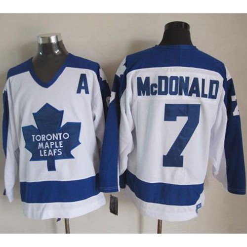 Maple Toronto Maple Leafs #7 Lanny McDonald White/Blue CCM Throwback Stitched Jersey Men's cheap jerseys for sale - CheapJerseys.Shop