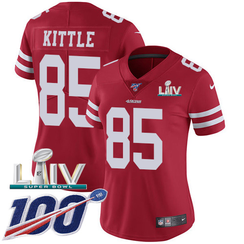 49ers #85 George Kittle Red Super Bowl LIV 2020 Team Color Women's Stitched 100th Season Vapor Limited Jersey cheap jerseys for sale - CheapJerseys.Shop