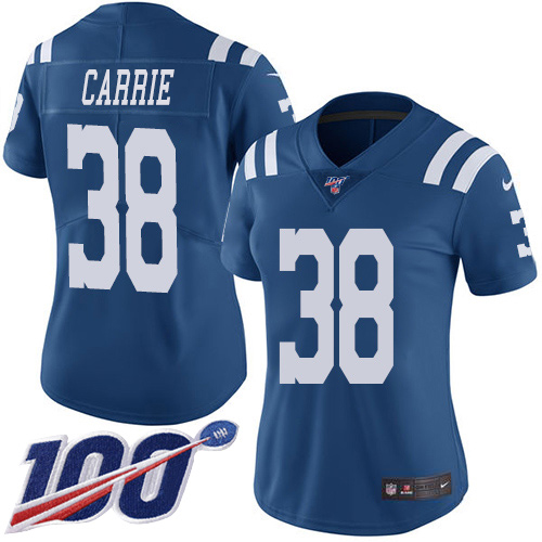 Indianapolis Colts #38 T.J. Carrie Royal Blue Women's Stitched Limited Rush 100th Season Jersey Womens cheap jerseys for sale - CheapJerseys.Shop