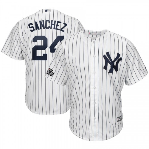 New York New York Yankees #24 Gary Sanchez Majestic 2019 London Series Cool Base Player Jersey White Navy Men's cheap jerseys for sale - CheapJerseys.Shop