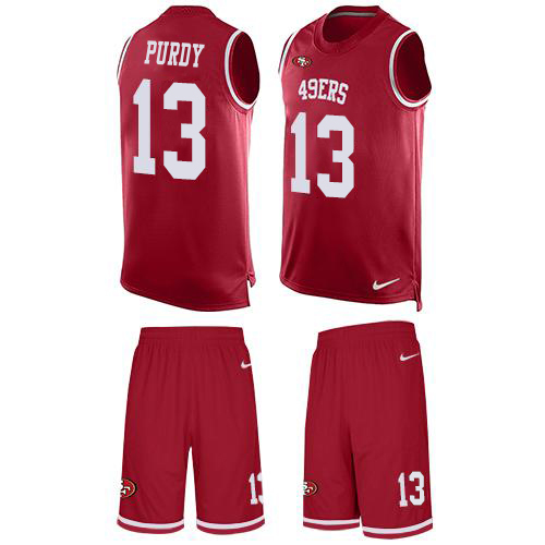 49ers #13 Brock Purdy Red Team Color Men's Stitched Limited Tank Top Suit Jersey cheap jerseys for sale - CheapJerseys.Shop