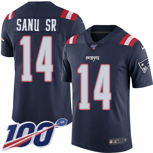 New England Patriots #14 Mohamed Sanu Sr Navy Blue Youth Stitched Limited Rush 100th Season Jersey Youth cheap jerseys for sale - CheapJerseys.Shop