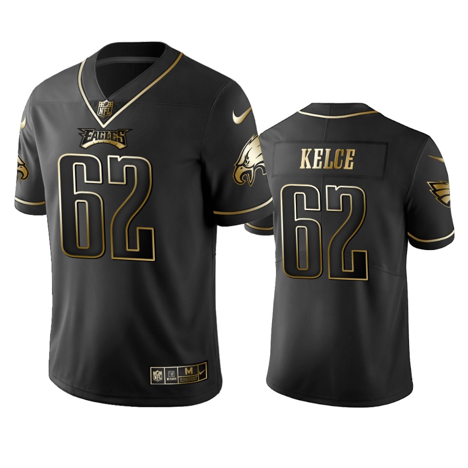 Eagles #62 Jason Kelce Black Golden Limited Edition Stitched Jersey cheap jerseys for sale - CheapJerseys.Shop
