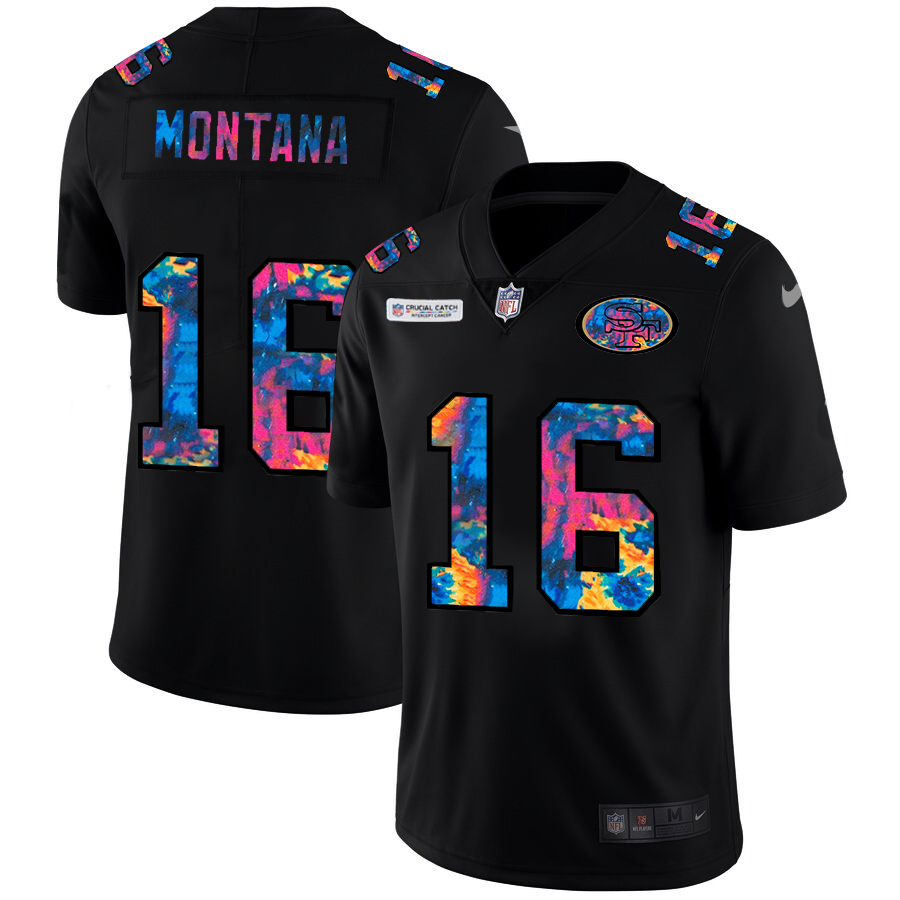 San Francisco 49ers #16 Joe Montana Men's Multi-Color Black 2020 Crucial Catch Vapor Untouchable Limited Jersey cheap jerseys for sale - CheapJerseys.Shop