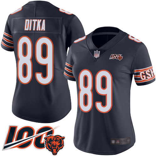 Bears #89 Mike Ditka Navy Blue Team Color Women's Stitched 100th Season Vapor Limited Jersey cheap jerseys for sale - CheapJerseys.Shop
