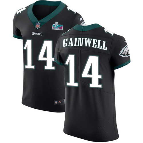 Eagles #14 Kenneth Gainwell Black Alternate Super Bowl LVII Patch Men's Stitched New Elite Jersey cheap jerseys for sale - CheapJerseys.Shop