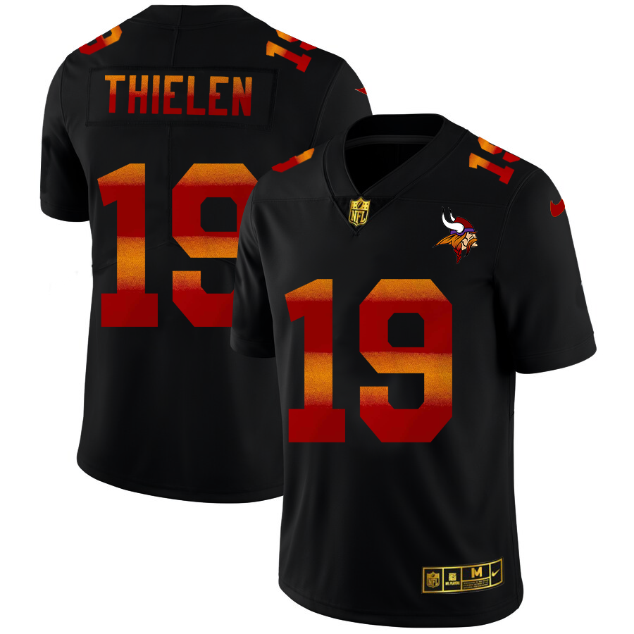 Minnesota Vikings #19 Adam Thielen Men's Black Red Orange Stripe Vapor Limited Jersey cheap jerseys for sale - CheapJerseys.Shop