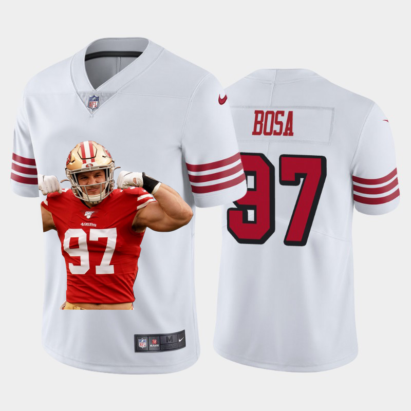 San Francisco 49ers #97 Nick Bosa Team Hero 2 Rush Vapor Limited Jersey White cheap jerseys for sale - CheapJerseys.Shop