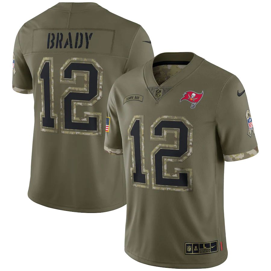 Tampa Bay Buccaneers #12 Tom Brady Men's 2022 Salute To Service Limited Jersey - Olive cheap jerseys for sale - CheapJerseys.Shop