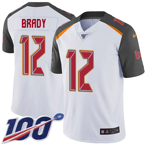 Buccaneers #12 Tom Brady White Youth Stitched 100th Season Vapor Untouchable Limited Jersey cheap jerseys for sale - CheapJerseys.Shop