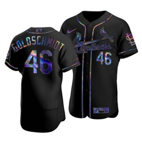 St. Louis St.Louis Cardinals #46 Paul Goldschmidt Men's Iridescent Holographic Collection Jersey - Black Men's cheap jerseys for sale - CheapJerseys.Shop