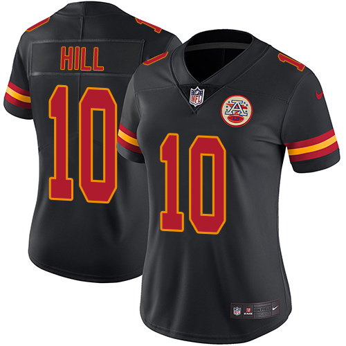 Kansas City Chiefs #10 Tyreek Hill Black Women's Stitched Limited Rush Jersey Womens cheap jerseys for sale - CheapJerseys.Shop