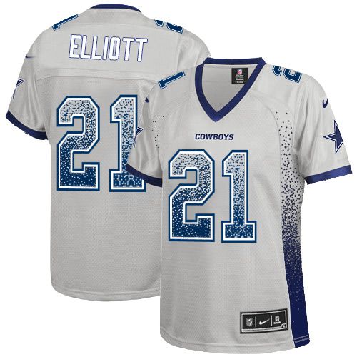 Cowboys #21 Ezekiel Elliott Grey Women's Stitched Elite Drift Fashion Jersey cheap jerseys for sale - CheapJerseys.Shop