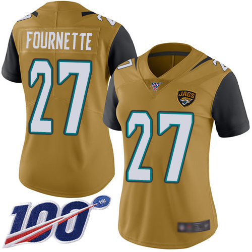Jaguars #27 Leonard Fournette Gold Women's Stitched Limited Rush 100th Season Jersey cheap jerseys for sale - CheapJerseys.Shop
