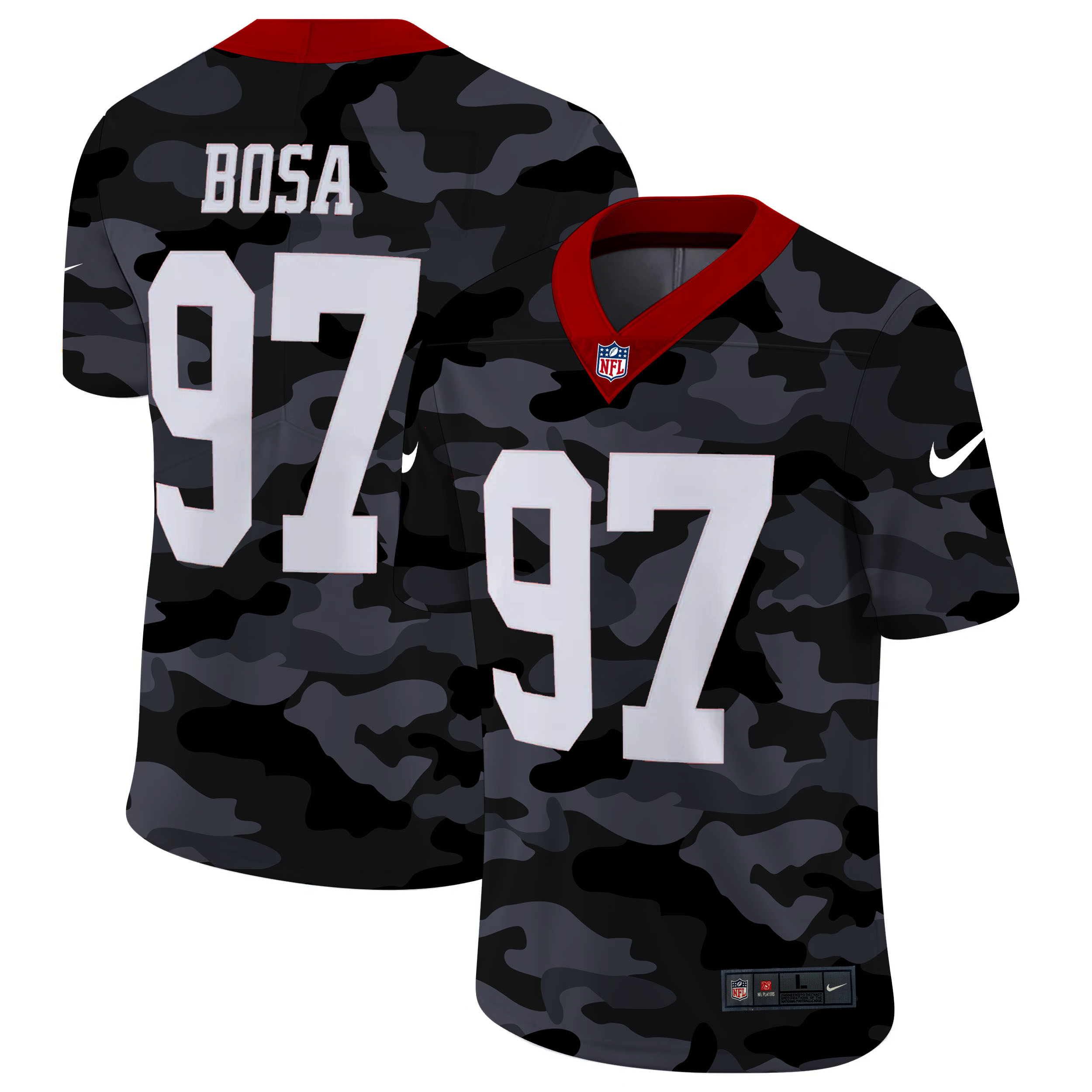 San Francisco 49ers #97 Nick Bosa Men's 2020 Black CAMO Vapor Untouchable Limited Stitched Jersey cheap jerseys for sale - CheapJerseys.Shop