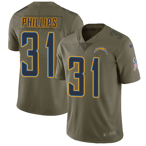 Los Angeles Chargers #31 Adrian Phillips Olive Men's Stitched Limited 2017 Salute To Service Jersey Men's cheap jerseys for sale - CheapJerseys.Shop