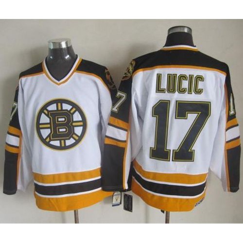 Boston Bruins #17 Milan Lucic White/Black CCM Throwback Stitched Jersey Men's cheap jerseys for sale - CheapJerseys.Shop