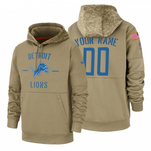 Detroit Lions Custom Tan 2019 Salute To Service Name & Number Sideline Therma Pullover Hoodie cheap jerseys for sale - CheapJerseys.Shop