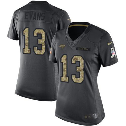 Buccaneers #13 Mike Evans Black Women's Stitched Limited 2016 Salute To Service Jersey cheap jerseys for sale - CheapJerseys.Shop