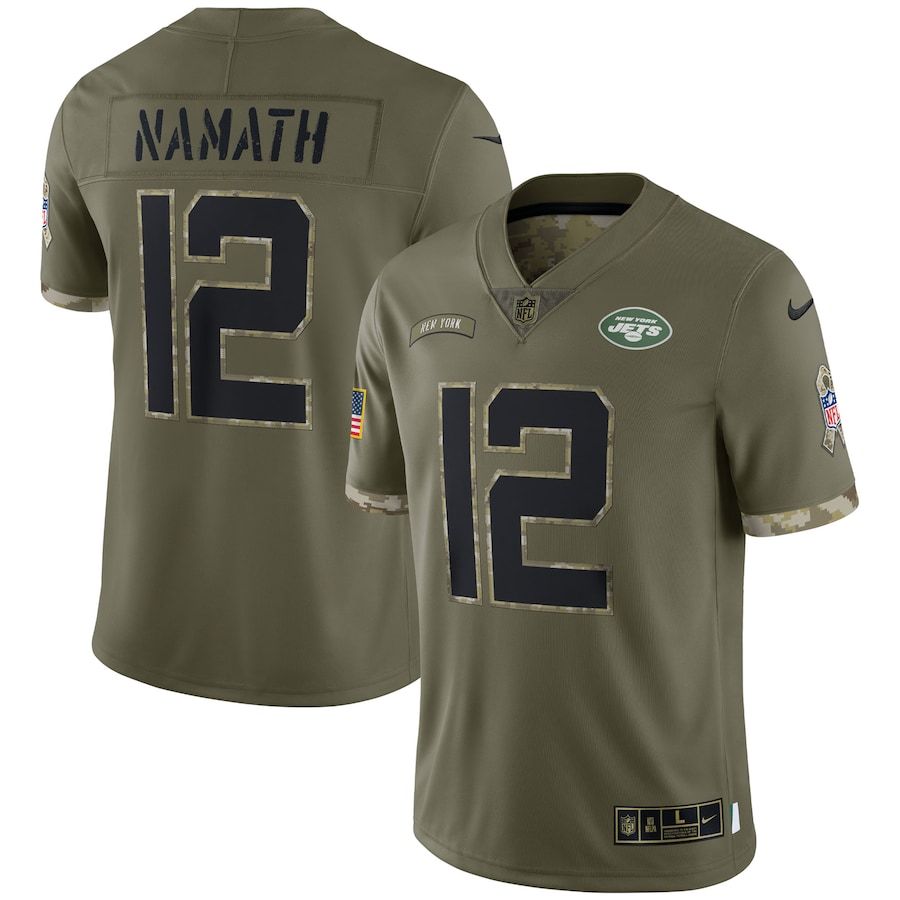 New York Jets #12 Joe Namath Men's 2022 Salute To Service Limited Jersey - Olive cheap jerseys for sale - CheapJerseys.Shop