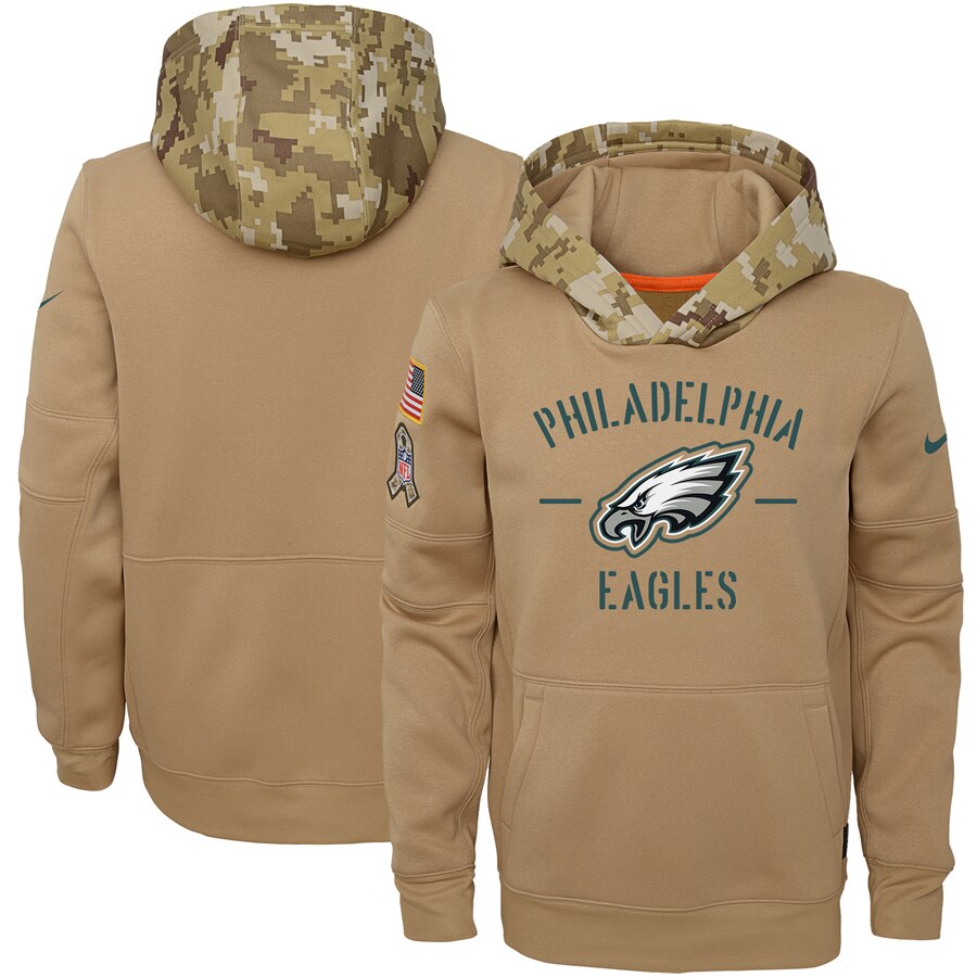 Youth Philadelphia Eagles Khaki 2019 Salute To Service Therma Pullover Hoodie cheap jerseys for sale - CheapJerseys.Shop