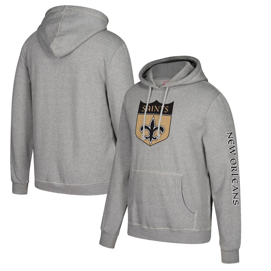 New Orleans Saints Mitchell & Ness Classic Team Pullover Hoodie Heathered Gray cheap jerseys for sale - CheapJerseys.Shop