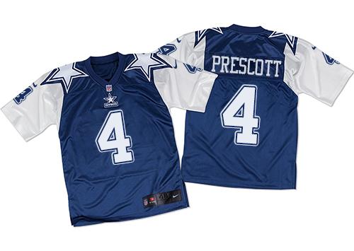 Cowboys #4 Dak Prescott Navy Blue/White Throwback Men's Stitched Elite Jersey cheap jerseys for sale - CheapJerseys.Shop
