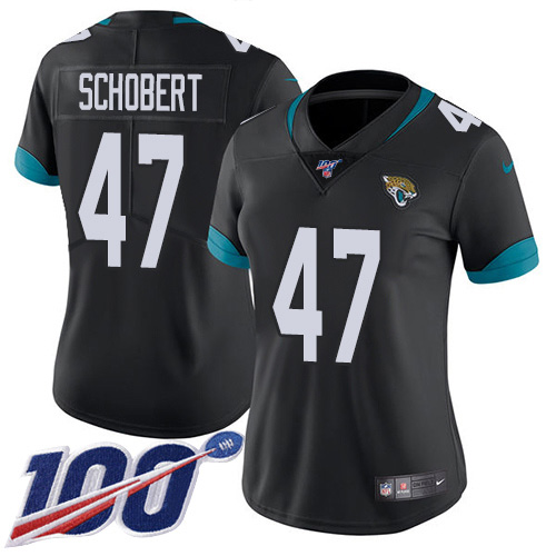 Jacksonville Jaguars #47 Joe Schobert Black Team Color Women's Stitched 100th Season Vapor Untouchable Limited Jersey Womens cheap jerseys for sale - CheapJerseys.Shop