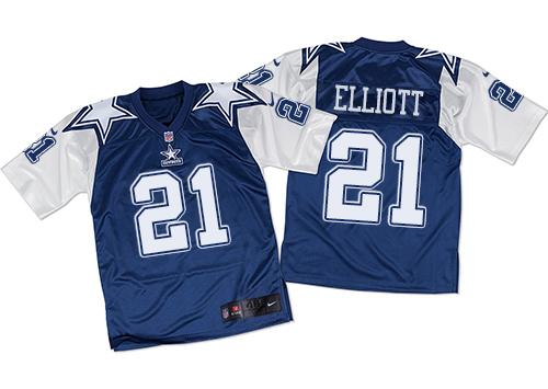 Cowboys #21 Ezekiel Elliott Navy Blue/White Throwback Men's Stitched Elite Jersey cheap jerseys for sale - CheapJerseys.Shop