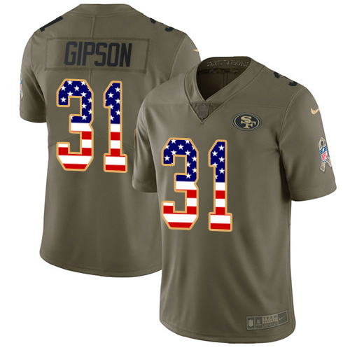 49ers #31 Tashaun Gipson Olive/USA Flag Youth Stitched Limited 2017 Salute To Service Jersey cheap jerseys for sale - CheapJerseys.Shop