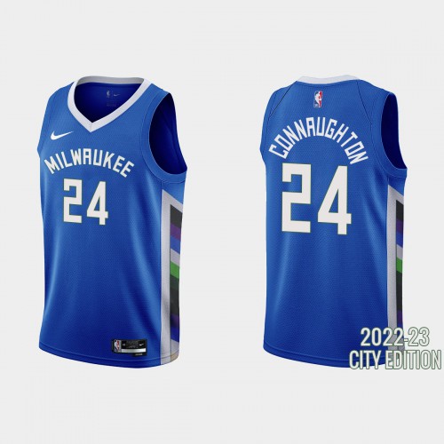 Milwaukee Milwaukee Bucks #24 Pat Connaughton Mens Blue 2022-23 Jersey - City Edition Mens cheap jerseys for sale - CheapJerseys.Shop