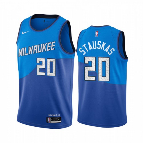 Milwaukee Bucks #20 Nik Stauskas Blue Swingman 2020-21 City Edition Jersey Mens cheap jerseys for sale - CheapJerseys.Shop