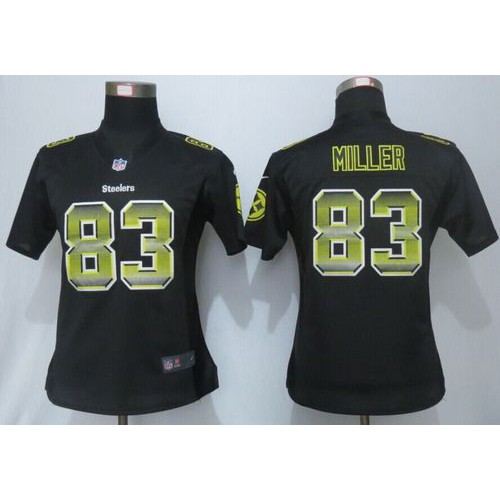 Pittsburgh Steelers #83 Heath Miller Black Team Color Women's Stitched Elite Strobe Jersey Womens cheap jerseys for sale - CheapJerseys.Shop