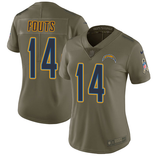 Los Angeles Chargers #14 Dan Fouts Olive Women's Stitched Limited 2017 Salute to Service Jersey Womens cheap jerseys for sale - CheapJerseys.Shop