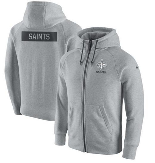 Men's New Orleans Saints Ash Gridiron Gray 2.0 Full-Zip Hoodie cheap jerseys for sale - CheapJerseys.Shop
