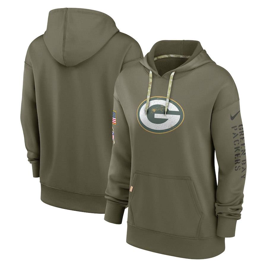 Green Bay Packers Women's 2022 Salute To Service Performance Pullover Hoodie - Olive cheap jerseys for sale - CheapJerseys.Shop