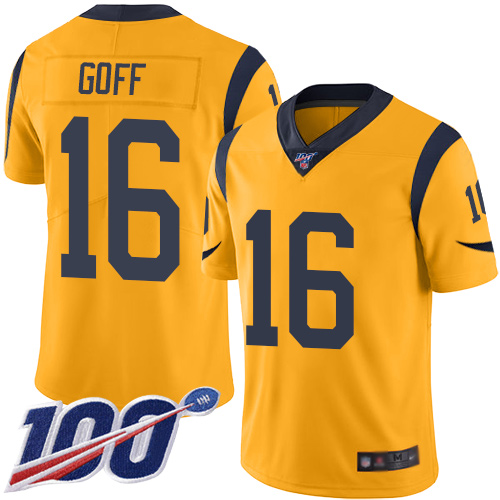 Los Angeles Rams #16 Jared Goff Gold Men's Stitched Limited Rush 100th Season Jersey Men's cheap jerseys for sale - CheapJerseys.Shop
