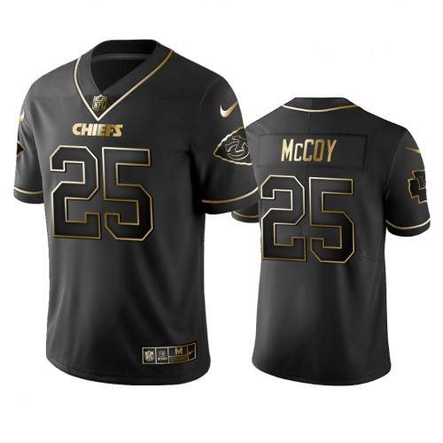 Kansas City Chiefs #25 Lesean Mccoy Black Golden Limited Edition Stitched Jersey Men's cheap jerseys for sale - CheapJerseys.Shop