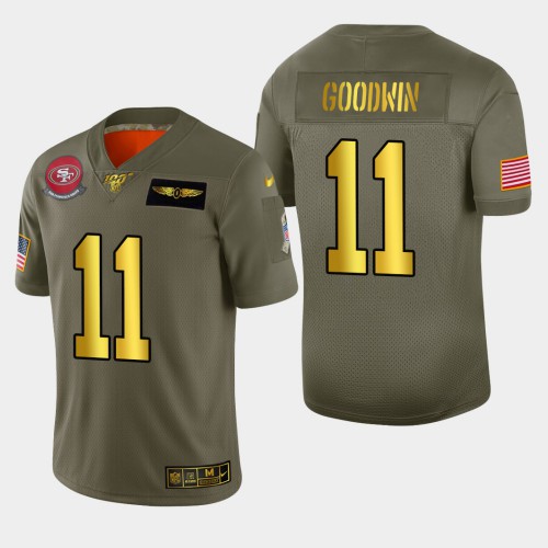 San Francisco 49ers #11 Marquise Goodwin Men's Olive Gold 2019 Salute to Service 100 Limited Jersey Men's cheap jerseys for sale - CheapJerseys.Shop