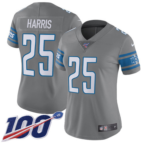 Detroit Lions #25 Will Harris Gray Women's Stitched Limited Rush 100th Season Jersey Womens cheap jerseys for sale - CheapJerseys.Shop