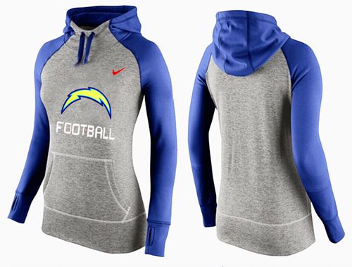 Women's Los Angeles Chargers Performance Hoodie Grey & Blue_1 cheap jerseys for sale - CheapJerseys.Shop
