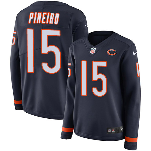 Chicago Bears #15 Eddy Pineiro Navy Blue Team Color Women's Stitched Limited Therma Long Sleeve Jersey Womens cheap jerseys for sale - CheapJerseys.Shop