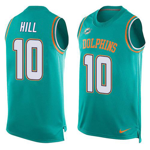Dolphins #10 Tyreek Hill Aqua Green Team Color Men's Stitched Limited Tank Top Jersey cheap jerseys for sale - CheapJerseys.Shop