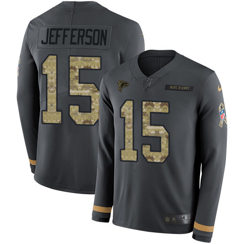 Falcons #15 Van Jefferson Anthracite Salute To Service Men's Stitched Limited Therma Long Sleeve Jersey cheap jerseys for sale - CheapJerseys.Shop