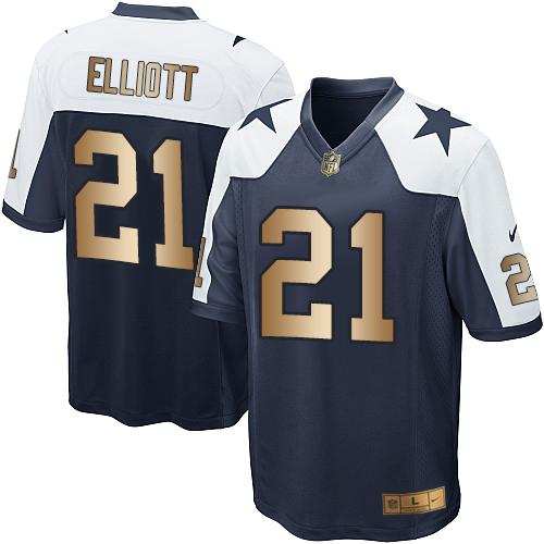 Cowboys #21 Ezekiel Elliott Navy Blue Thanksgiving Throwback Youth Stitched Elite Gold Jersey cheap jerseys for sale - CheapJerseys.Shop