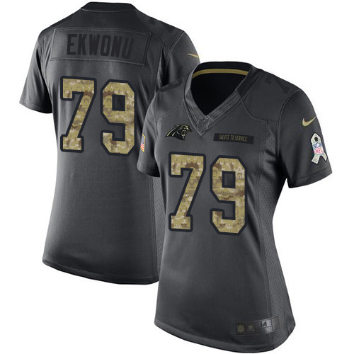 Panthers #79 Ikem Ekwonu Black Women's Stitched Limited 2016 Salute To Service Jersey cheap jerseys for sale - CheapJerseys.Shop
