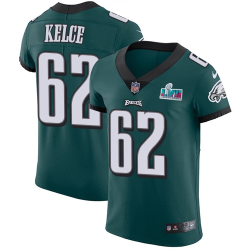 Eagles #62 Jason Kelce Green Team Color Super Bowl LVII Patch Men's Stitched Vapor Untouchable Elite Jersey cheap jerseys for sale - CheapJerseys.Shop