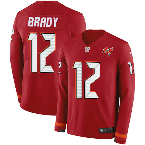 Buccaneers #12 Tom Brady Red Team Color Youth Stitched Limited Therma Long Sleeve Jersey cheap jerseys for sale - CheapJerseys.Shop