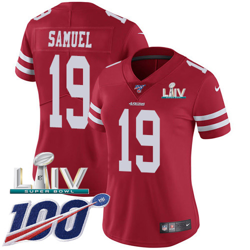 49ers #19 Deebo Samuel Red Super Bowl LIV 2020 Team Color Women's Stitched 100th Season Vapor Limited Jersey cheap jerseys for sale - CheapJerseys.Shop